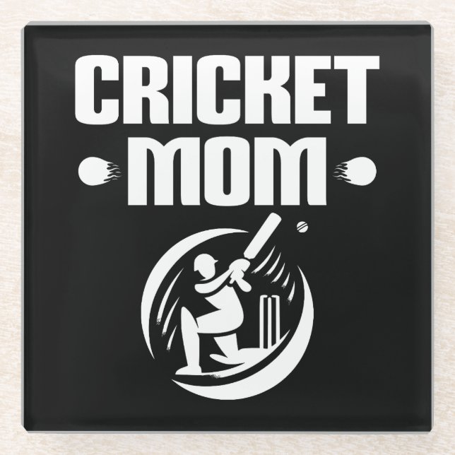 Cricket-Mama Cricketer Son Cricket Lover Mutter Glasuntersetzer (Vorderseite)