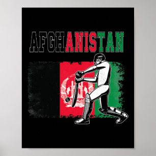 Cricket mit Afghanistan-Flagge Team-Cricketer-Fan Poster