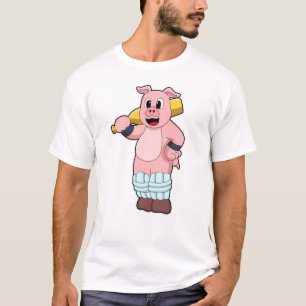 Cricket mit Cricket-Schläger T-Shirt