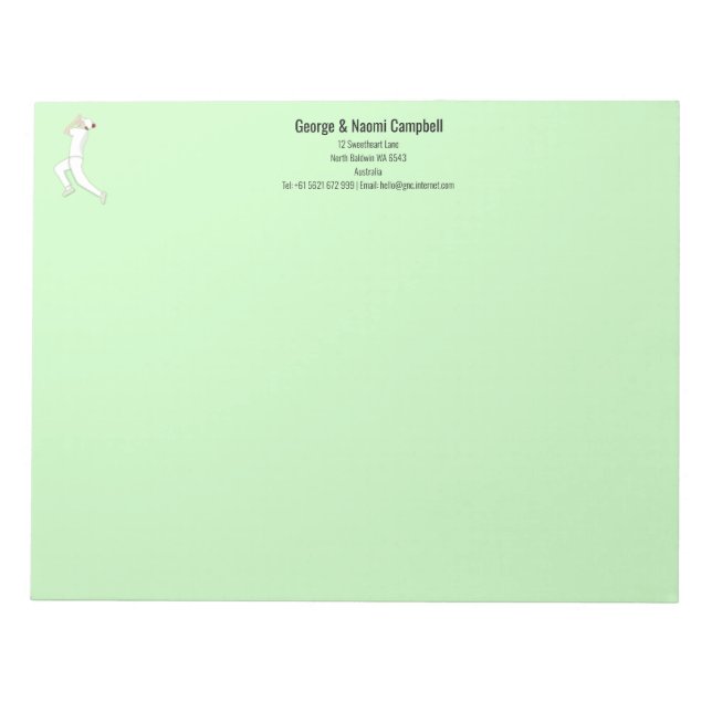 Cricket Notizblock (Vorderseite)