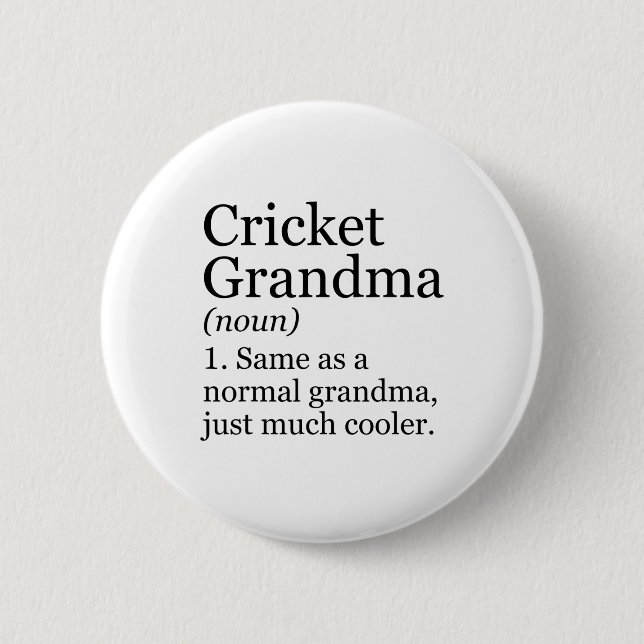 Cricket Oma Definition Lustig Sarkastisch Sport  Button (Vorderseite)