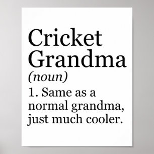 Cricket Oma Definition Lustig Sarkastisch Sport Poster