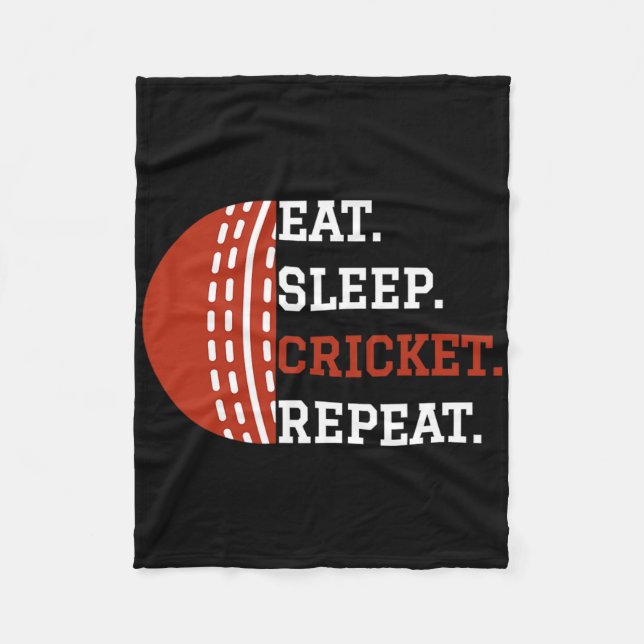 Cricket Player Apparel Eat Sleep Cricket Repeat  Fleecedecke (Vorderseite)
