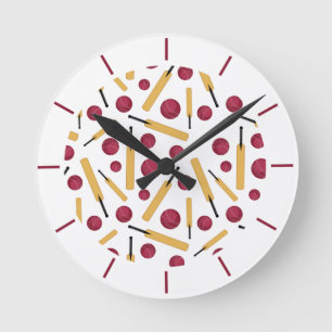 Cricket Player Bat and Ball Cricketer Design Runde Wanduhr