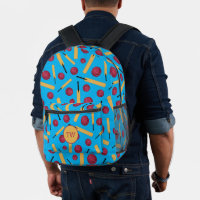 Cricket Player Bats und Balls Gemusterter Backpack