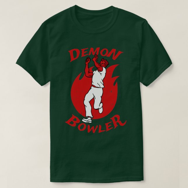 Cricket Player Demon Fast Bowler Cricket Fan T-Shirt (Design vorne)
