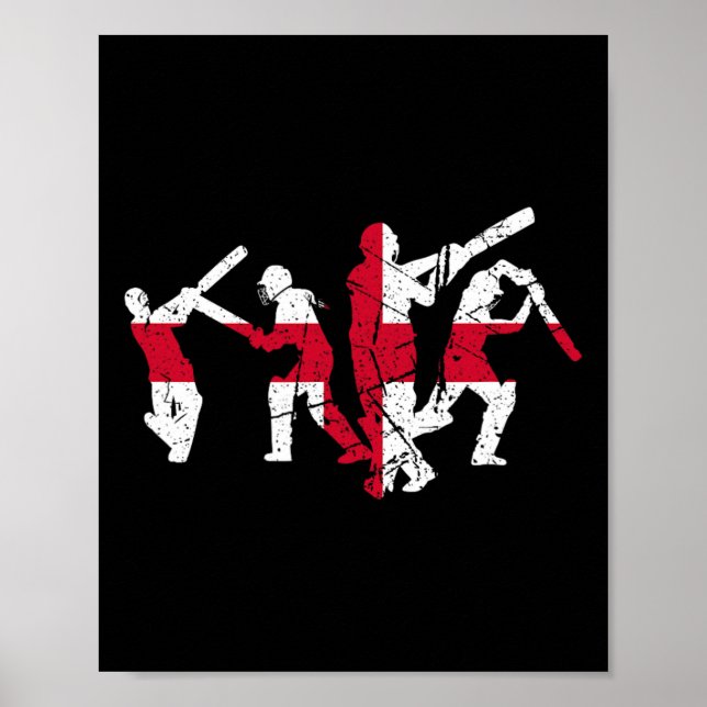 Cricket Player Distressed  Poster (Vorne)