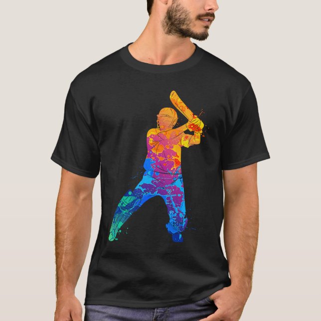 Cricket Player Graphic Sports Crickets T-Shirt (Vorderseite)