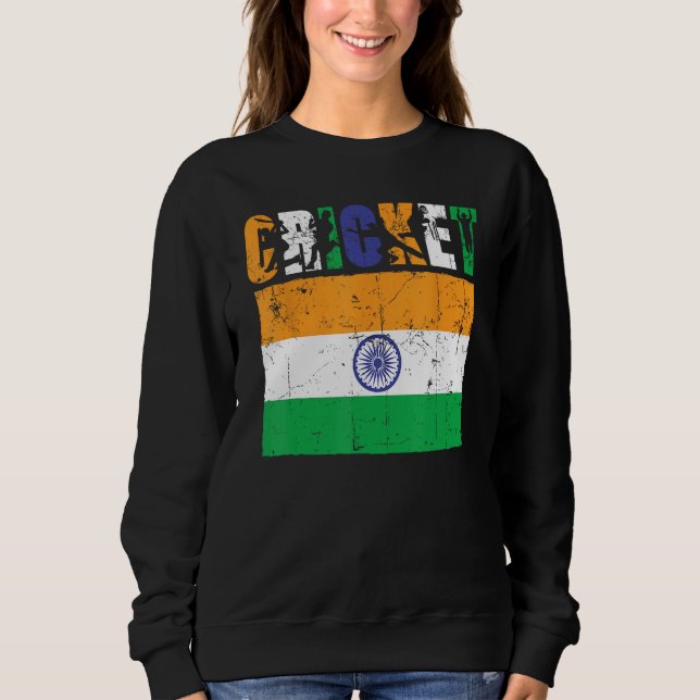 Cricket Player Indian Flag For Youth Boys Kids Sweatshirt (Vorderseite)