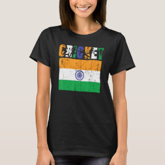 Cricket Player Indian Flag For Youth Boys Kids T-Shirt