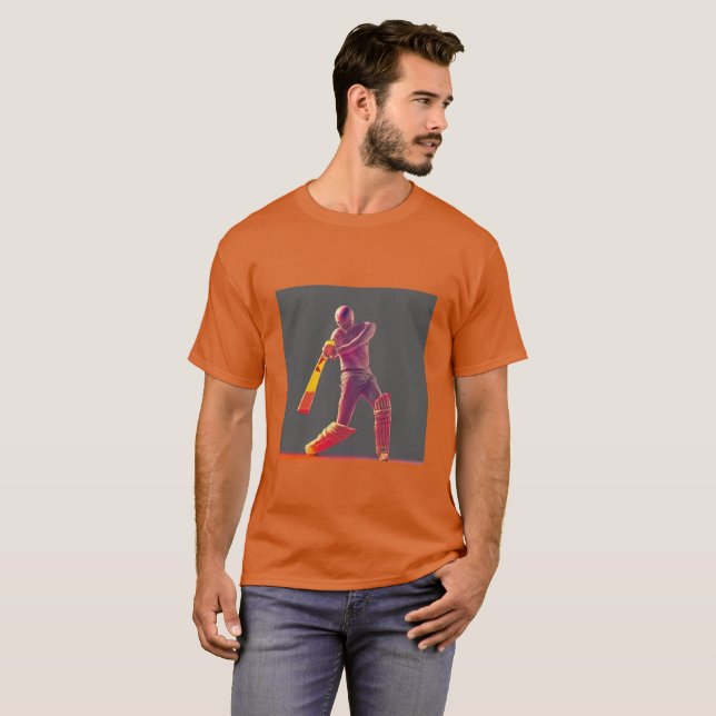 Cricket Player Stilvolles Design für T - Shirt (Vorne ganz)