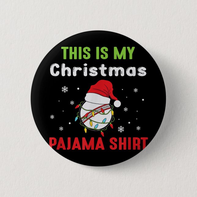 Cricket Player This Is My Christmas Pajama  Button (Vorderseite)