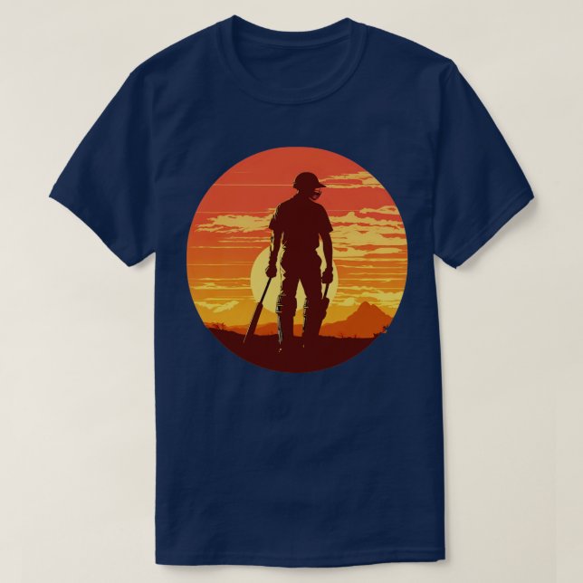 Cricket Player Vintag Retro Cricket (5) T-Shirt (Design vorne)
