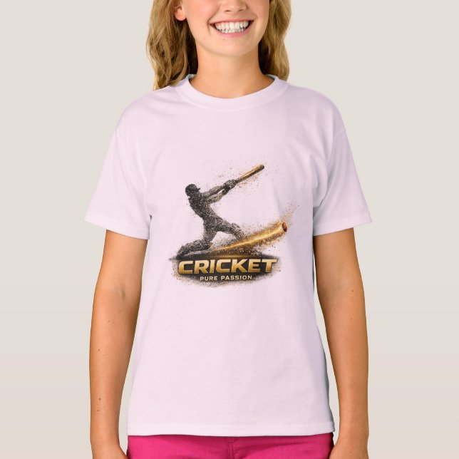 Cricket Pure Passion Gold Motion Mädchen T-Shirt (Vorderseite)