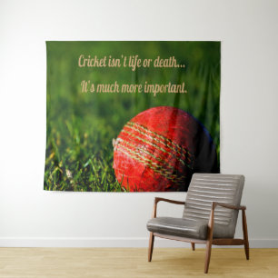 Cricket Red Ball Funny Motivierend Wandteppich