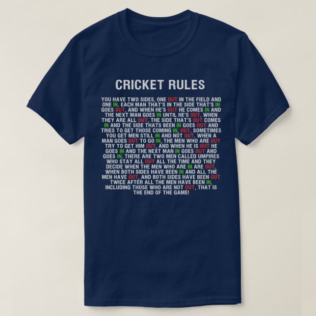 Cricket-Regeln 1 T-Shirt (Design vorne)