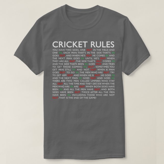 Cricket-Regeln T-Shirt (Design vorne)