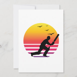 Cricket retro sunset, #Cricket Einladung