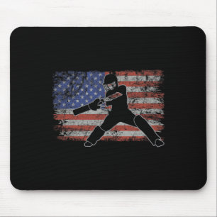 Cricket Retro USA-Flagge Cricket-Spieler 4. Juli Mousepad