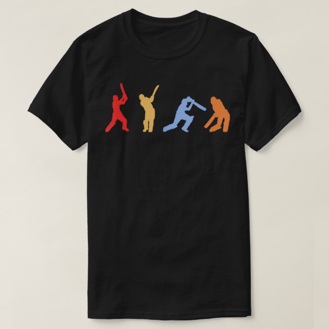Cricket Retro Vintage Colour Cricket-Spieler T-Shirt (Design vorne)