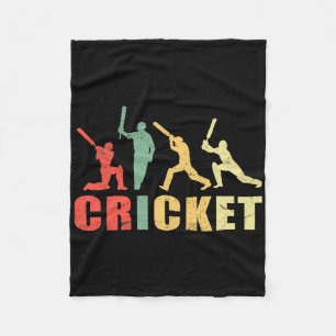 Cricket Retro Vintage Farben Cricket Spieler Fleecedecke