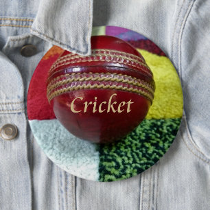 Cricket: rote Kunsthandwerksdrucke Button