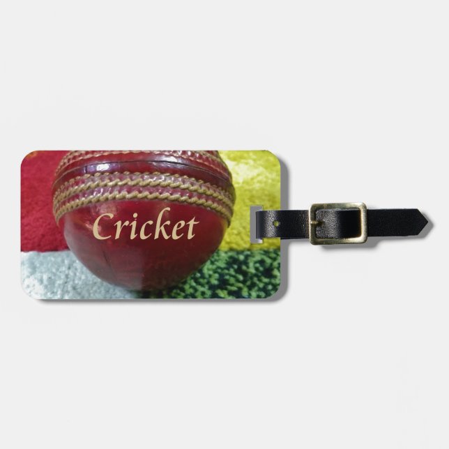 Cricket: rote Kunsthandwerksdrucke Gepäckanhänger (Vorderseite horizontal)