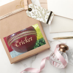 Cricket: rote Kunsthandwerksdrucke Rechteckiger Aufkleber