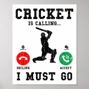 Cricket ruft lustige Grafik für Spieler Poster