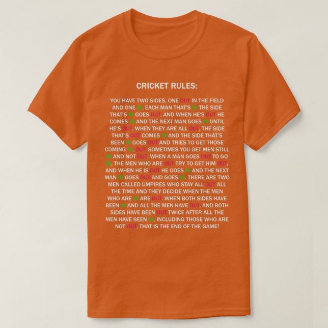 Cricket Rules New Edition 1 T-Shirt (Design vorne)