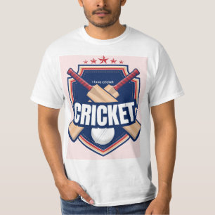 Cricket-Schläger mit Ball und geschriebenem Text  T-Shirt