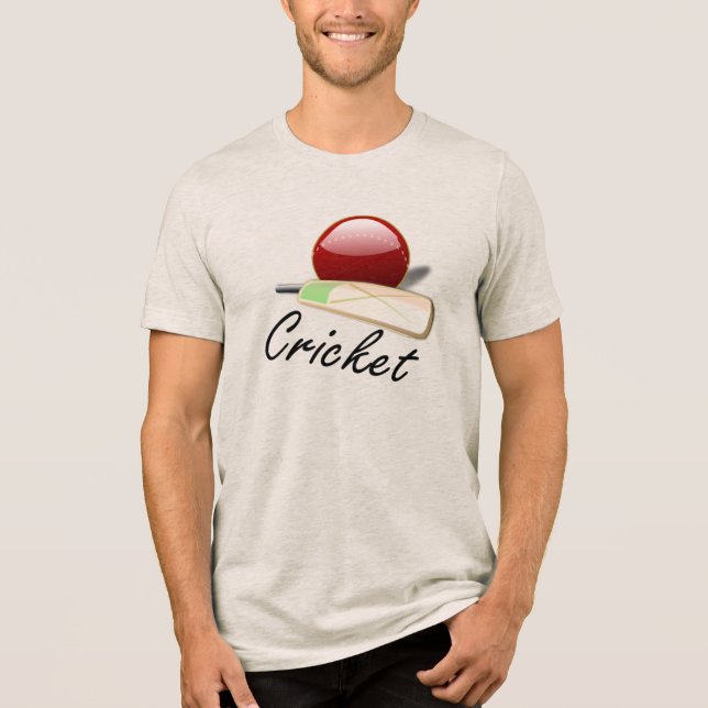 Cricket - Schläger und Ball Tri-Blend Shirt (Vorderseite)