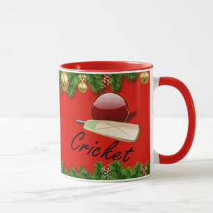 Cricket-Schläger und Ball, Weihnachten, Tasse