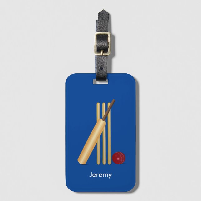 Cricket-Spiel, anpassbarer Text, Gepäckmarke Gepäckanhänger (Vorderseite Vertikal)
