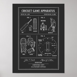Cricket-Spiel-Blueprint Poster