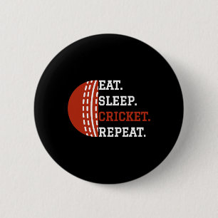 Cricket-Spieler-Bekleidung Eat Sleep Cricket Repea Button