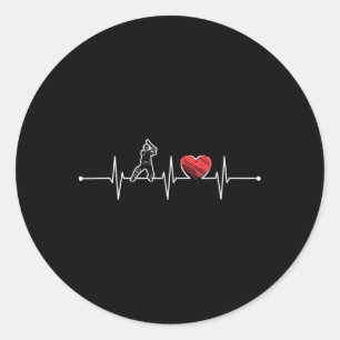 Cricket-Spieler-Herzschlag-Geschenk Ekg Cricket-Fa Runder Aufkleber
