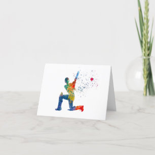 Cricket-Spieler in Aquarellfarbe Dankeskarte