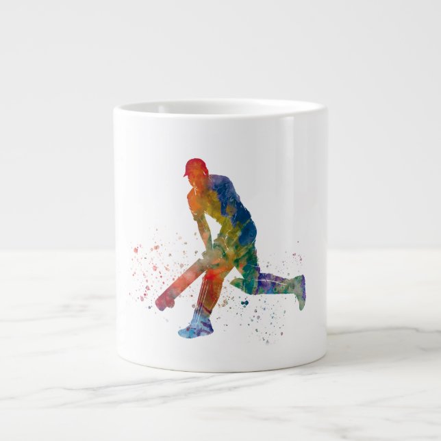 Cricket-Spieler in Aquarellfarbe Jumbo-Tasse (Vorderseite)