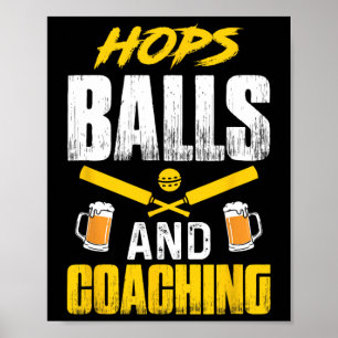 Cricket-Spieler-Trainer-Biertrinkendes-Teamsport-E Poster
