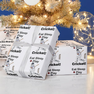 Cricket Sport Essen Schlafen Spielen Cricket Geschenkpapier