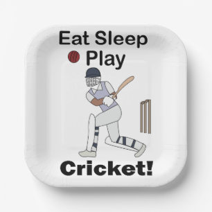 Cricket Sport Essen Schlafen Spielen Cricket Party Pappteller