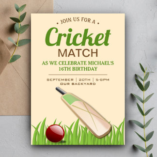 Cricket Sport Geburtstagsfeier Einladung