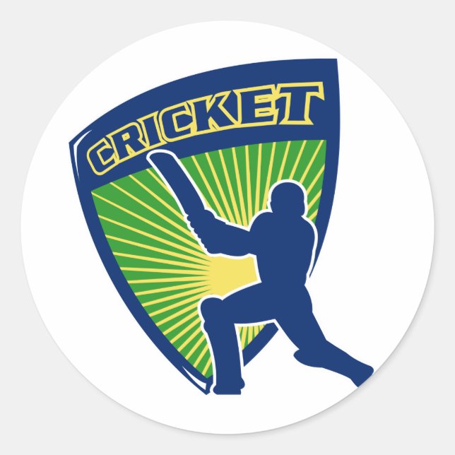 Cricket Sport Schlagmann Schlagschild Runder Aufkleber (Vorderseite)