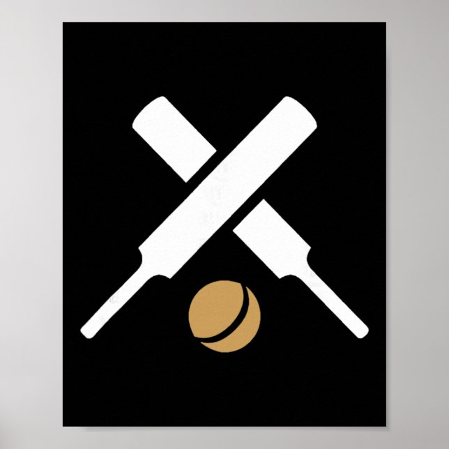 Cricket Sport Silhouette Logo  Poster (Vorne)