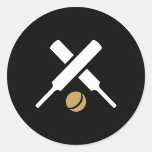 Cricket Sport Silhouette-Logo Runder Aufkleber