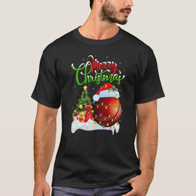 Cricket Sports  Xmas Decoration Santa Cricket Chri T-Shirt (Vorderseite)