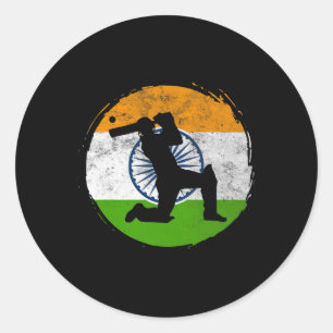 Cricket-Sportspiel Flagge Indiens Cricket-Spieler  Runder Aufkleber