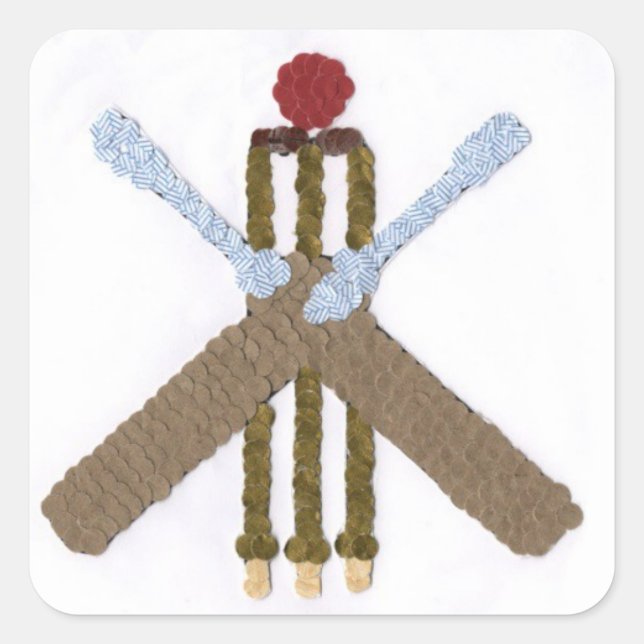 Cricket Square Sticker/Labels Quadratischer Aufkleber (Vorderseite)