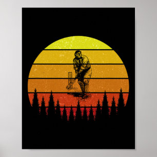 Cricket-Trainer Retro Vintage Sonnenuntergang 80er Poster